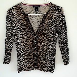 White House | Black Market leopard print v-neck sweater